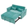 54.33 inch versatile foldable sofa bed in 3 lengths, modern sofa sofa sofa velvet pull-out bed, adjustable back (GREEN)