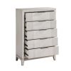 Antique White Finish 1pc Chest with 5x Drawers Modern Bedroom Furniture, Reeded Fronts