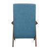 Modern Accent Chair 1pc Blue High Back Chair Cushion Seat and Back Walnut Finish Solid Wood Living Room Furniture