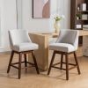 Counter Height Swivel Barstools, 26'' H Seat Height Upholstered Bar Stools Set of 2, Fabric in Ivory