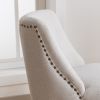 Counter Height Swivel Barstools, 26'' H Seat Height Upholstered Bar Stools Set of 2, Fabric in Ivory