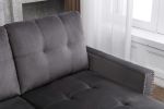 77 Inch Reversible Sectional Storage Sleeper Sofa Bed , L-Shape 2 Seat Sectional Chaise With Storage , Skin-Feeling Velvet Fabric