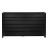 Modern 6-Drawer Solid Wood Dresser with Channel Pulls - Black