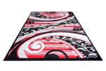 Jersey Area Rugs, Carpets For Livingroom, 7x10 Area Rugs ,1843 Black-Red