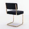 A&A Furniture,Modern Dining Chairs with Corduroy Fabric,Gold Metal Base, Accent Armless Kitchen Chairs with Channel Tufting, Side Chairs, Set of 2