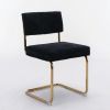 A&A Furniture,Modern Dining Chairs with Corduroy Fabric,Gold Metal Base, Accent Armless Kitchen Chairs with Channel Tufting, Side Chairs, Set of 2