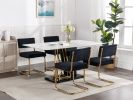 A&A Furniture,Modern Dining Chairs with Corduroy Fabric,Gold Metal Base, Accent Armless Kitchen Chairs with Channel Tufting, Side Chairs, Set of 2