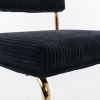 A&A Furniture,Modern Dining Chairs with Corduroy Fabric,Gold Metal Base, Accent Armless Kitchen Chairs with Channel Tufting, Side Chairs, Set of 2
