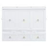 Full Size Murphy Bed with USB Port and a Large Drawer, White