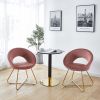 Modern Accent Velvet Chair, Dining Chair Comfy Upholstered Arm Chair Living Room Furniture Mid-Century Leisure Chair with Golden Metal Frame Legs