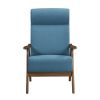 Modern Accent Chair 1pc Blue High Back Chair Cushion Seat and Back Walnut Finish Solid Wood Living Room Furniture