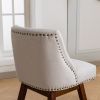 Counter Height Swivel Barstools, 26'' H Seat Height Upholstered Bar Stools Set of 2, Fabric in Ivory