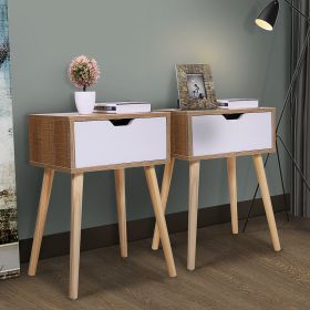 Nightstand, Modern End Table with Drawer, Wooden Side Table for Living Room and Bedroom, Home Furniture (Color: wood color 2 pcs)