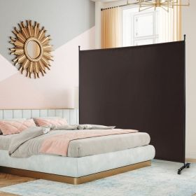 6 Feet Single Panel Rolling Room Divider with Smooth Wheels (Color: brown)