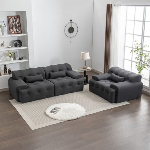 Oversized Couch Modern Living Room Sofa with 26.77 Inch Deep Seat, Extra Large Couches with 2 Pillows Comfy Fabric Tufted Loveseat Sofas 90 Inch Wide