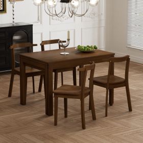 Farmhouse 65" 5-Piece Extendable Dining Table Set with Wheels Kitchen Table Set with 17.7" Pull-out Side Table and Dining Chairs for Small Places (Color: brown, Material: Solid Wood)