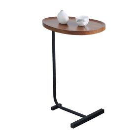 C-shaped Small Sofa End Table for Living Room (Color: Brown & Black, Type: Coffee Tables)