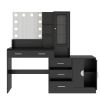 Large Makeup Vanity with Lights, Vanity Table with Charging Station, Vanity Desk with Mirror and 10 LED Light Bulbs