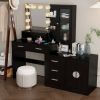 Large Makeup Vanity with Lights, Vanity Table with Charging Station, Vanity Desk with Mirror and 10 LED Light Bulbs