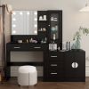Large Makeup Vanity with Lights, Vanity Table with Charging Station, Vanity Desk with Mirror and 10 LED Light Bulbs
