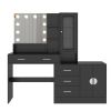 Large Makeup Vanity with Lights, Vanity Table with Charging Station, Vanity Desk with Mirror and 10 LED Light Bulbs