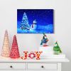 Framed Canvas Wall Art Decor Painting For Chrismas, Chrismas Tree with Cute Snowman Chrismas Gift Painting For Chrismas Gift