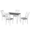 Rustic Minimalist Wood 5-Piece Dining Table Set with 4 X-Back Chairs for Small Places