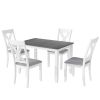 Rustic Minimalist Wood 5-Piece Dining Table Set with 4 X-Back Chairs for Small Places