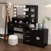 Large Makeup Vanity with Lights, Vanity Table with Charging Station, Vanity Desk with Mirror and 10 LED Light Bulbs