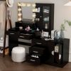 Large Makeup Vanity with Lights, Vanity Table with Charging Station, Vanity Desk with Mirror and 10 LED Light Bulbs