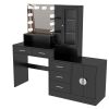 Large Makeup Vanity with Lights, Vanity Table with Charging Station, Vanity Desk with Mirror and 10 LED Light Bulbs