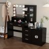 Large Makeup Vanity with Lights, Vanity Table with Charging Station, Vanity Desk with Mirror and 10 LED Light Bulbs
