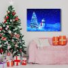 Framed Canvas Wall Art Decor Painting For Chrismas, Chrismas Tree with Cute Snowman Chrismas Gift Painting For Chrismas Gift