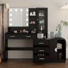 Large Makeup Vanity with Lights, Vanity Table with Charging Station, Vanity Desk with Mirror and 10 LED Light Bulbs