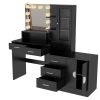Large Makeup Vanity with Lights, Vanity Table with Charging Station, Vanity Desk with Mirror and 10 LED Light Bulbs