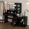 Large Makeup Vanity with Lights, Vanity Table with Charging Station, Vanity Desk with Mirror and 10 LED Light Bulbs